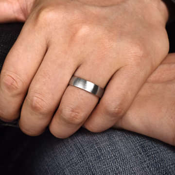 14K White Gold 6mm - Men's Wedding Band in Satin Finish - MBL0156-60W4JJJ-Gabriel & Co.-Renee Taylor Gallery