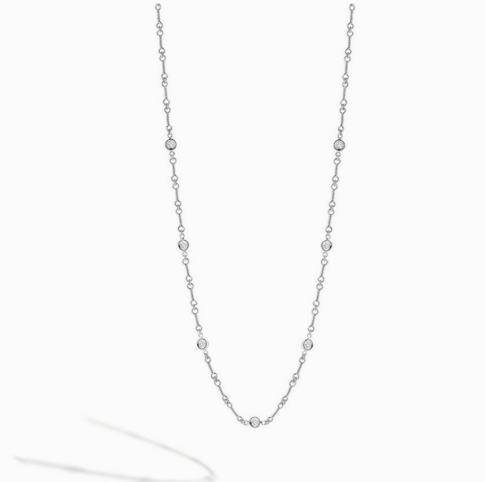18K White Gold Diamond Station Necklace - 001824AW18X0-Roberto Coin-Renee Taylor Gallery