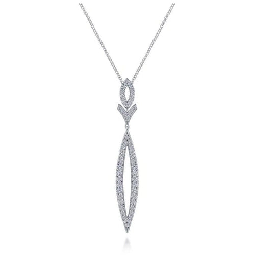 14K White Gold Diamond Lariat Necklace - NK6652W45JJ-Gabriel & Co.-Renee Taylor Gallery