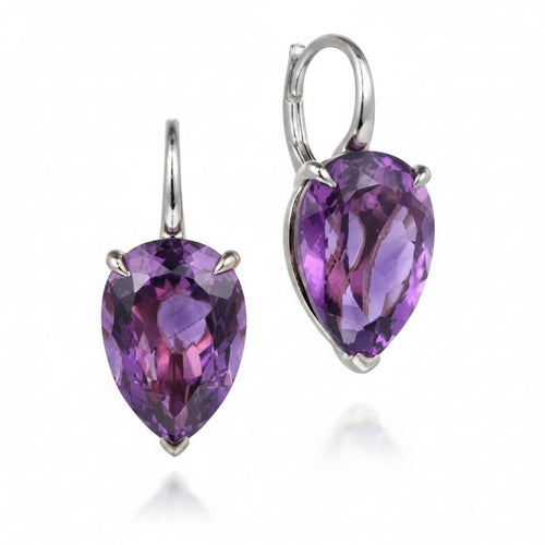 14K White Gold Amethyst Flat Pear Shape Earrings - EG14989W4JAM-Gabriel & Co.-Renee Taylor Gallery