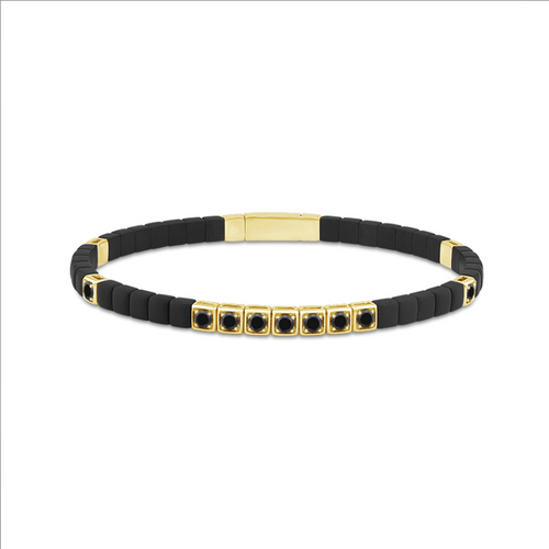 Black Diamond Men's Bracelet 14k Yellow Gold & Titanium – FSBG6011BKBTNY7C-IDD LUXE-Renee Taylor Gallery