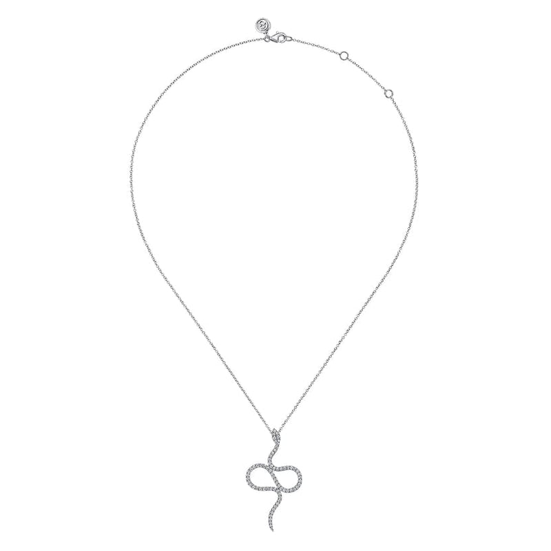 14K White Gold Diamond Snake Pendant Necklace - NK7587W45JJ-Gabriel & Co.-Renee Taylor Gallery