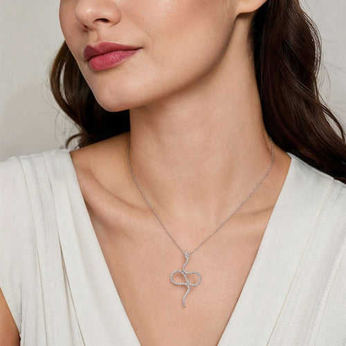 14K White Gold Diamond Snake Pendant Necklace - NK7587W45JJ-Gabriel & Co.-Renee Taylor Gallery
