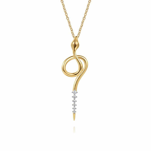 14K Yellow Gold Diamond Snake Drop Necklace - NK8049Y45JJ-Gabriel & Co.-Renee Taylor Gallery