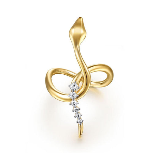 14K Yellow Gold Diamond Snake Twisted Ring - LR52974Y45JJ-Gabriel & Co.-Renee Taylor Gallery