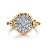 Signet Ring 14K White and Yellow Gold Diamond 0.5ct Bujukan – LR52556M45JJ-Gabriel & Co.-Renee Taylor Gallery