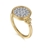 Signet Ring 14K White and Yellow Gold Diamond 0.5ct Bujukan – LR52556M45JJ-Gabriel & Co.-Renee Taylor Gallery