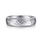 14K White Gold 6mm - Men's Wedding Band in Hammered Finish - MBL0106-60W4JJJ-Gabriel & Co.-Renee Taylor Gallery