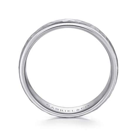 14K White Gold 6mm - Men's Wedding Band in Hammered Finish - MBL0106-60W4JJJ-Gabriel & Co.-Renee Taylor Gallery