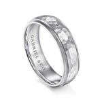 14K White Gold 6mm - Men's Wedding Band in Hammered Finish - MBL0106-60W4JJJ-Gabriel & Co.-Renee Taylor Gallery