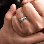 14K White Gold 6mm - Men's Wedding Band in Hammered Finish - MBL0106-60W4JJJ-Gabriel & Co.-Renee Taylor Gallery