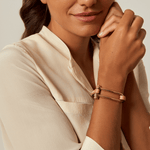 Koa Shackle Bracelet - Gold Plated, Camel Leather - B0113 ORC03-CXC-Renee Taylor Gallery
