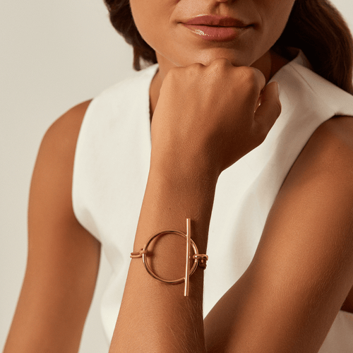 Origins Slim Bracelet - Gold Plated, Camel Leather - B0123 ORC00-CXC-Renee Taylor Gallery