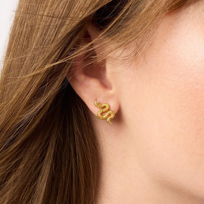 Snake Cubic Zirconia Stud Earrings - ER1001GCZ00-Julie Vos-Renee Taylor Gallery