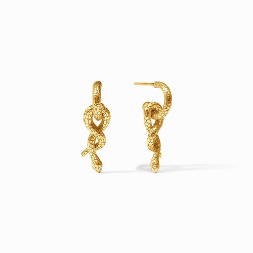Snake Hoop & Charm Cubic Zirconia Earrings - ER1000GCZ00-Julie Vos-Renee Taylor Gallery