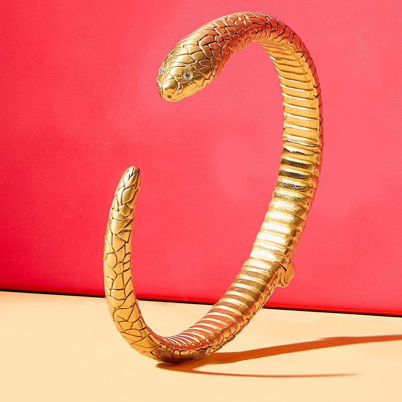 Cubic Zirconia Snake Cuff Bracelet - C133GCZ-Julie Vos-Renee Taylor Gallery