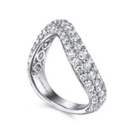 Soraya - 14K White Gold Diamond Wave Stackable Ring - LR52948W45JJ-Gabriel & Co.-Renee Taylor Gallery