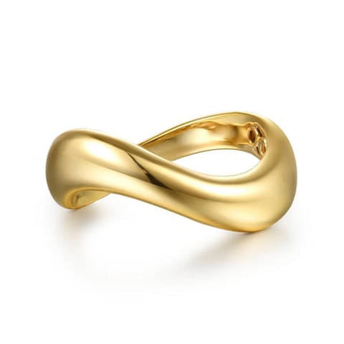 Soraya - 14K Yellow Plain Gold Wave Stackable Ring - LR52948PY4JJJ-Gabriel & Co.-Renee Taylor Gallery