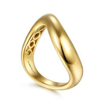 Soraya - 14K Yellow Plain Gold Wave Stackable Ring - LR52948PY4JJJ-Gabriel & Co.-Renee Taylor Gallery