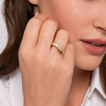 Soraya - 14K Yellow Plain Gold Wave Stackable Ring - LR52948PY4JJJ-Gabriel & Co.-Renee Taylor Gallery