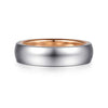 14K White-Rose Gold 6mm - Two Tone Men's Wedding Band in Sand Blast Finish - MBH0187-60T4JJJ-Gabriel & Co.-Renee Taylor Gallery