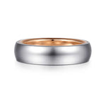 14K White-Rose Gold 6mm - Two Tone Men's Wedding Band in Sand Blast Finish - MBH0187-60T4JJJ-Gabriel & Co.-Renee Taylor Gallery