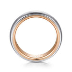 14K White-Rose Gold 6mm - Two Tone Men's Wedding Band in Sand Blast Finish - MBH0187-60T4JJJ-Gabriel & Co.-Renee Taylor Gallery
