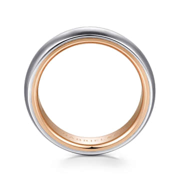 14K White-Rose Gold 6mm - Two Tone Men's Wedding Band in Sand Blast Finish - MBH0187-60T4JJJ-Gabriel & Co.-Renee Taylor Gallery