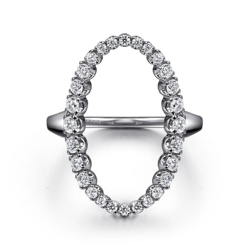 Statement Fashion Ring 14K White Gold RD Diamond 0.5ct Lusso Collection - LR52748W45JJ-Gabriel & Co.-Renee Taylor Gallery