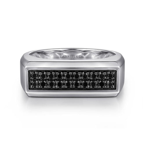 Sterling Silver Black Spinel Mens Ring - MR20041SVJBS-Gabriel & Co.-Renee Taylor Gallery