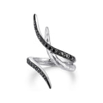 925 Sterling Silver Hammered Black Spinel Wrap Ring - LR51209SVJBS-Gabriel & Co.-Renee Taylor Gallery
