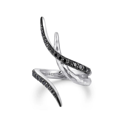 925 Sterling Silver Hammered Black Spinel Wrap Ring - LR51209SVJBS-Gabriel & Co.-Renee Taylor Gallery