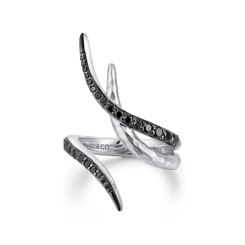 925 Sterling Silver Hammered Black Spinel Wrap Ring - LR51209SVJBS-Gabriel & Co.-Renee Taylor Gallery