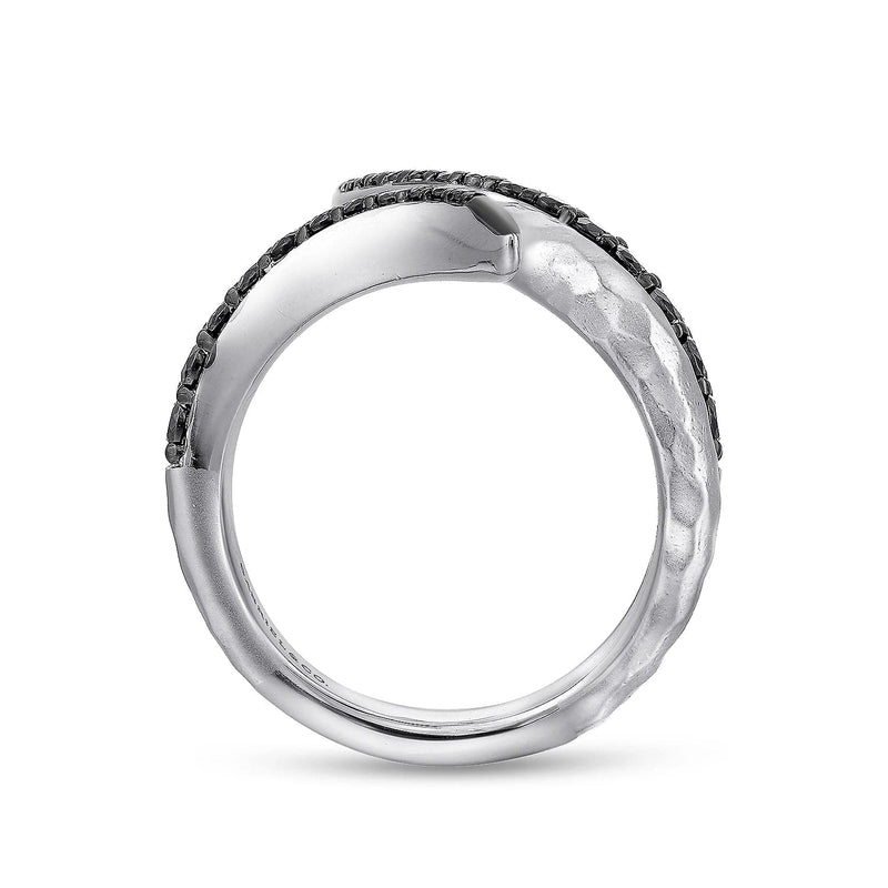 925 Sterling Silver Hammered Black Spinel Wrap Ring - LR51209SVJBS-Gabriel & Co.-Renee Taylor Gallery