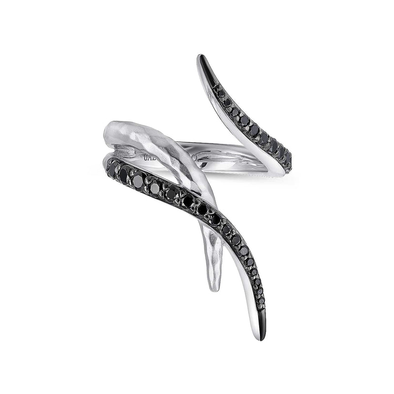 925 Sterling Silver Hammered Black Spinel Wrap Ring - LR51209SVJBS-Gabriel & Co.-Renee Taylor Gallery