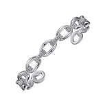 Sterling Silver Oval Link Cuff Bangle - BG4590-62SVJJJ-Gabriel & Co.-Renee Taylor Gallery