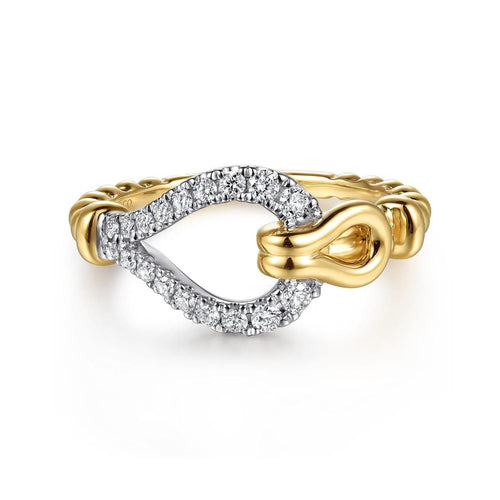 14K White & Yellow Gold Bujukan RD Graduating Diamond Stirrup Fashion Ring Bujukan Collection - LR53116M45JJ-Gabriel & Co.-Renee Taylor Gallery