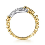 14K White & Yellow Gold Bujukan RD Graduating Diamond Stirrup Fashion Ring Bujukan Collection - LR53116M45JJ-Gabriel & Co.-Renee Taylor Gallery