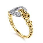 14K White & Yellow Gold Bujukan RD Graduating Diamond Stirrup Fashion Ring Bujukan Collection - LR53116M45JJ-Gabriel & Co.-Renee Taylor Gallery
