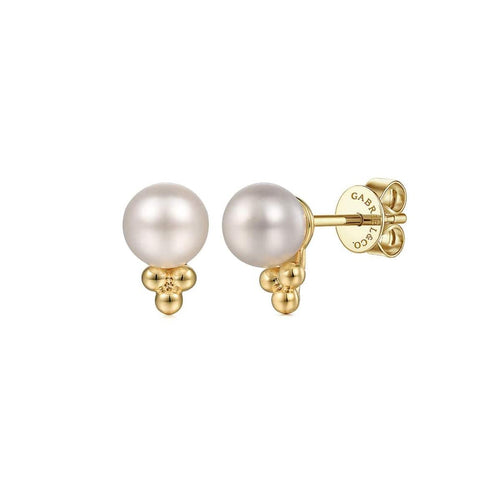 14K Yellow Gold Pearl Stud Earrings – EG14616Y4JPL-Gabriel & Co.-Renee Taylor Gallery