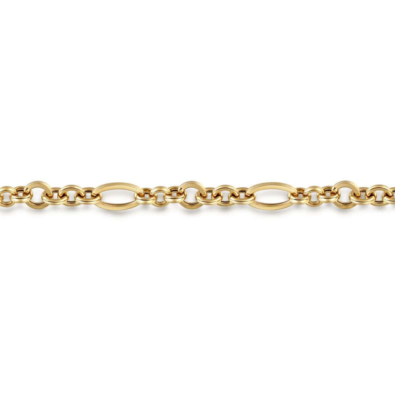 14K Yellow Gold 8" Hollow Figaro Link Chain Bracelet - TB4572-8Y4JJJ-Gabriel & Co.-Renee Taylor Gallery