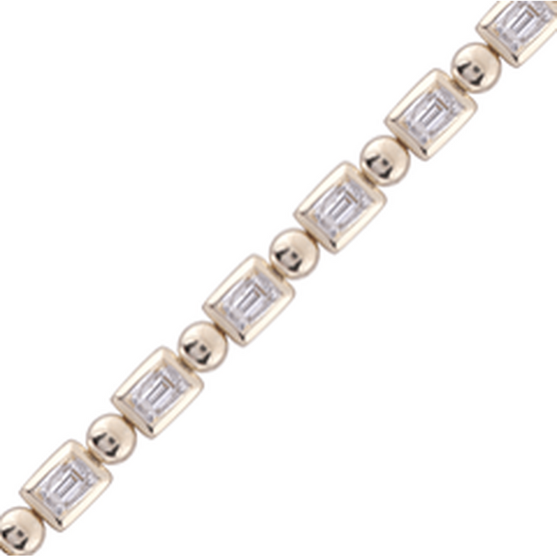 14K Yellow Gold Baguette Diamond Link Bracelet - TDB2116-302-Heera Moti-Renee Taylor Gallery