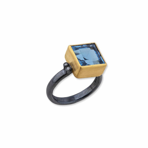 Thames London Blue Topaz Ring with Diamond by Lika Behar