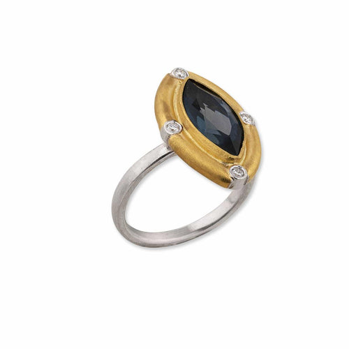 Thames London Blue Topaz Ring with Diamond by Lika Behar