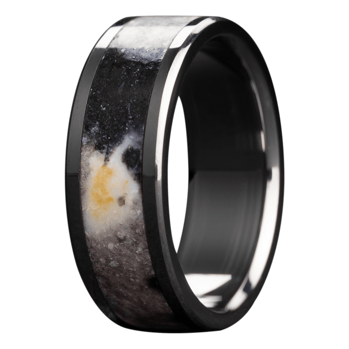 8mm Tungsten Polished Flat Ring with Indian Blanket Jasper Inlay – 8TU101:IBJ5-Heavy Stone-Renee Taylor Gallery