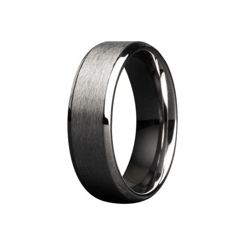 8mm Tungsten Beveled Ring with Satin Center and Polished Edges – K8TU107-Heavy Stone-Renee Taylor Gallery