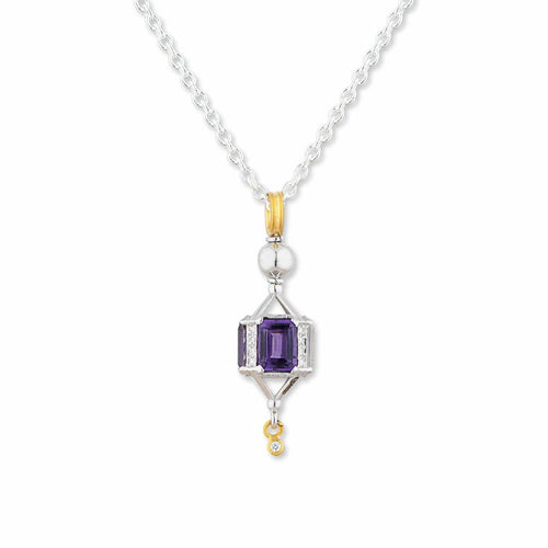 Twirly Amethyst & Topaz Pendant with Diamond by Lika Behar