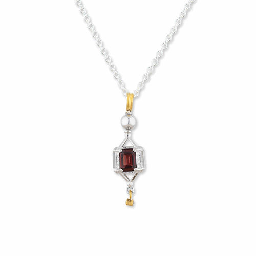 Twirly Garnet Topaz Pendant with Diamond by Lika Behar