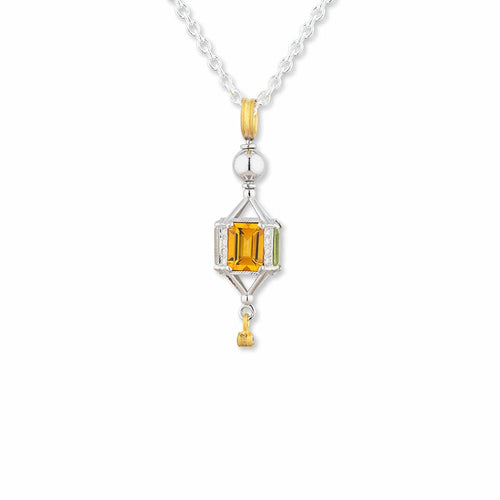Twirly Citrine Peridot Topaz Pendant with Diamond by Lika Behar