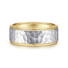 14K White-Yellow Gold 8mm - Hammered Men's Wedding Band - MBM0129-80M4JJJ-Gabriel & Co.-Renee Taylor Gallery
